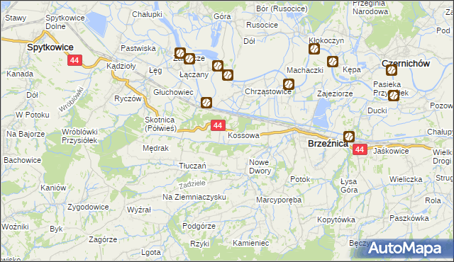 mapa Kossowa, Kossowa na mapie Targeo