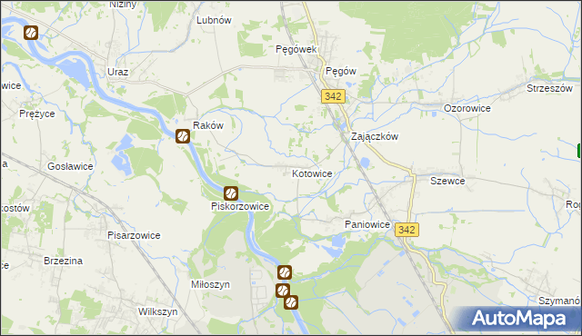 mapa Kotowice gmina Oborniki Śląskie, Kotowice gmina Oborniki Śląskie na mapie Targeo