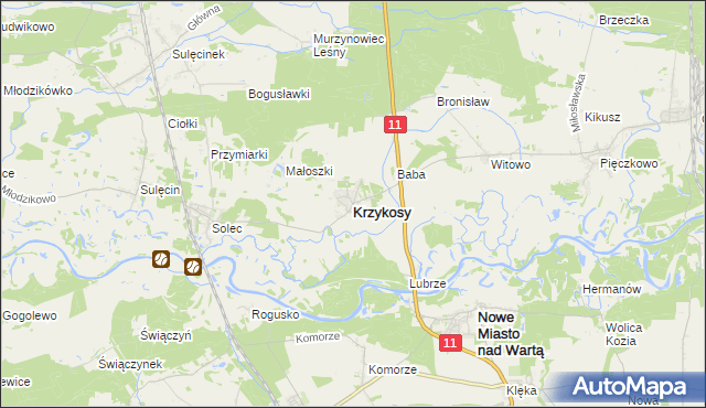 mapa Krzykosy powiat średzki, Krzykosy powiat średzki na mapie Targeo