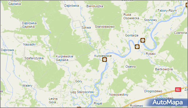 mapa Kurpiewskie, Kurpiewskie na mapie Targeo