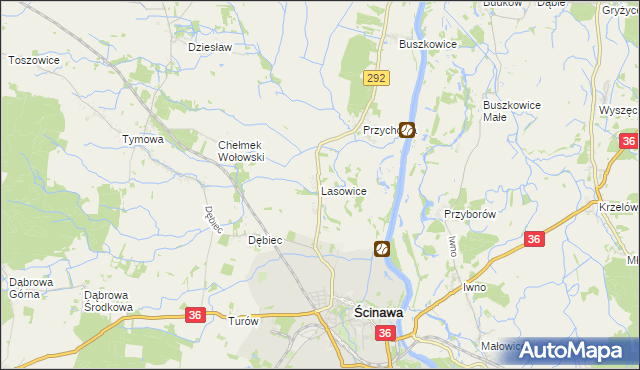 mapa Lasowice gmina Ścinawa, Lasowice gmina Ścinawa na mapie Targeo