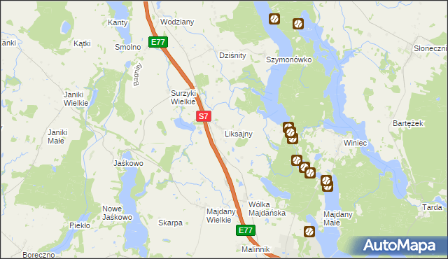 mapa Liksajny, Liksajny na mapie Targeo