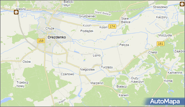 mapa Lipno gmina Drezdenko, Lipno gmina Drezdenko na mapie Targeo