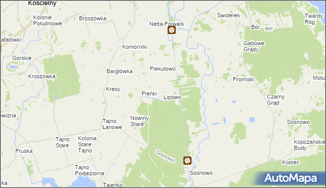 mapa Lipowo gmina Bargłów Kościelny, Lipowo gmina Bargłów Kościelny na mapie Targeo