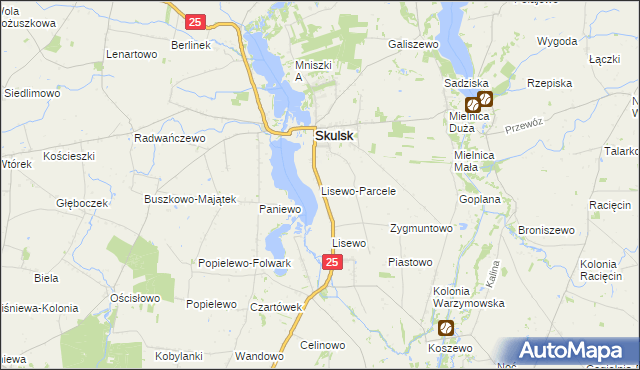 mapa Lisewo-Parcele, Lisewo-Parcele na mapie Targeo