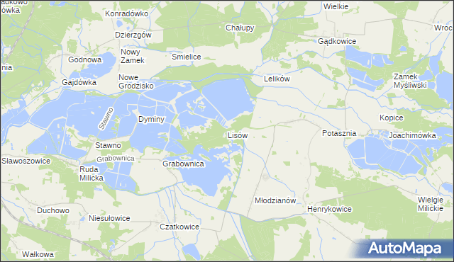 mapa Lisów gmina Milicz, Lisów gmina Milicz na mapie Targeo