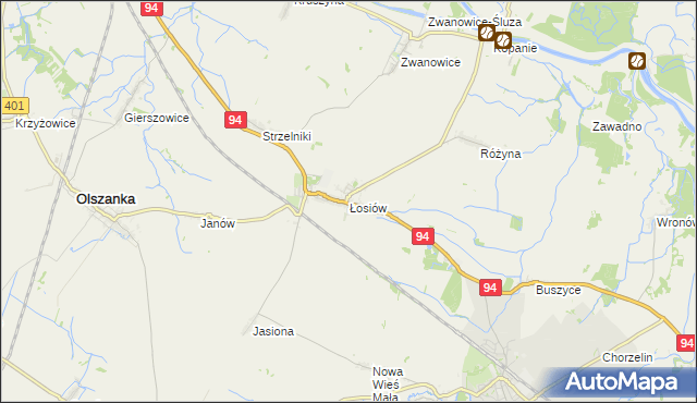 mapa Łosiów, Łosiów na mapie Targeo