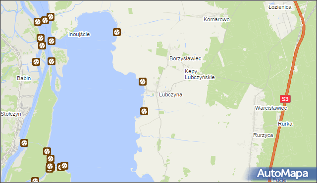 mapa Lubczyna gmina Goleniów, Lubczyna gmina Goleniów na mapie Targeo