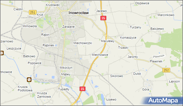 mapa Miechowice gmina Inowrocław, Miechowice gmina Inowrocław na mapie Targeo