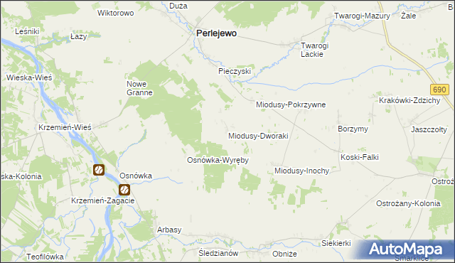 mapa Miodusy-Dworaki, Miodusy-Dworaki na mapie Targeo