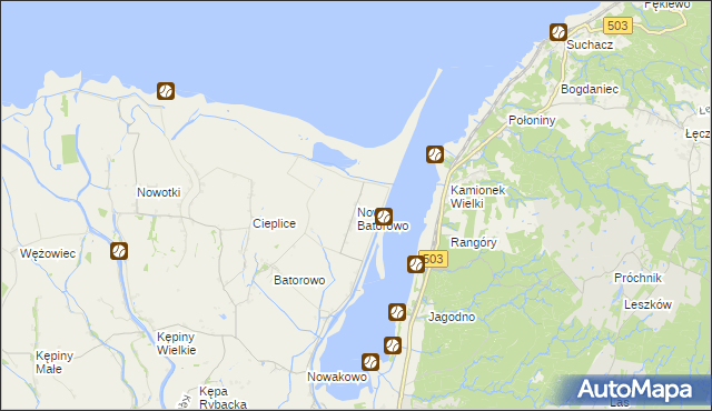 mapa Nowe Batorowo, Nowe Batorowo na mapie Targeo