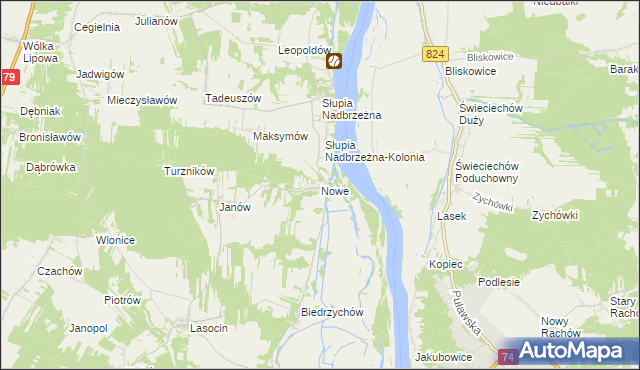 mapa Nowe gmina Ożarów, Nowe gmina Ożarów na mapie Targeo