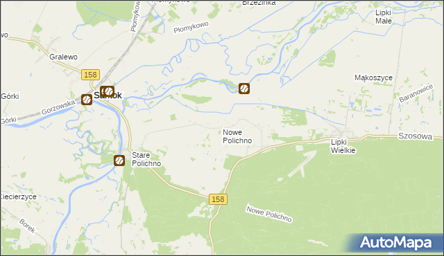 mapa Nowe Polichno, Nowe Polichno na mapie Targeo