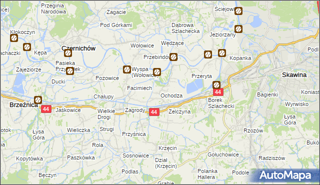 mapa Ochodza gmina Skawina, Ochodza gmina Skawina na mapie Targeo