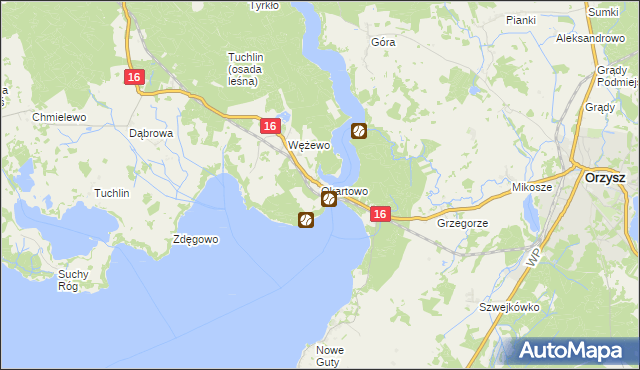 mapa Okartowo, Okartowo na mapie Targeo