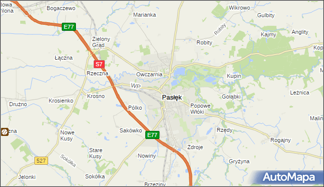 mapa Pasłęk, Pasłęk na mapie Targeo