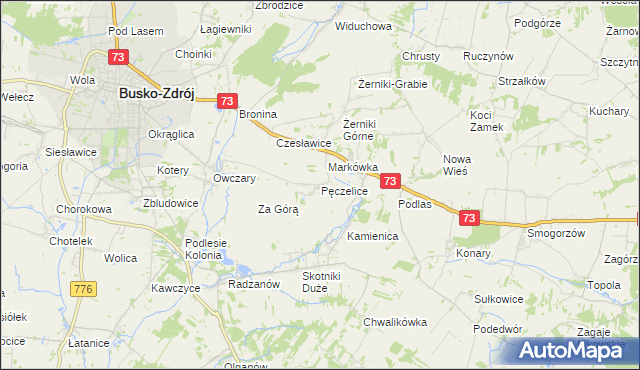 mapa Pęczelice, Pęczelice na mapie Targeo