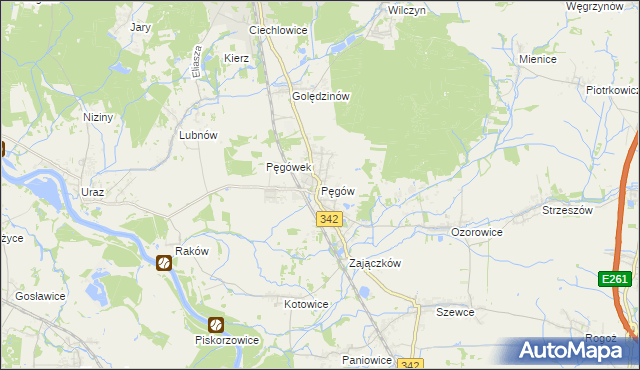 mapa Pęgów gmina Oborniki Śląskie, Pęgów gmina Oborniki Śląskie na mapie Targeo