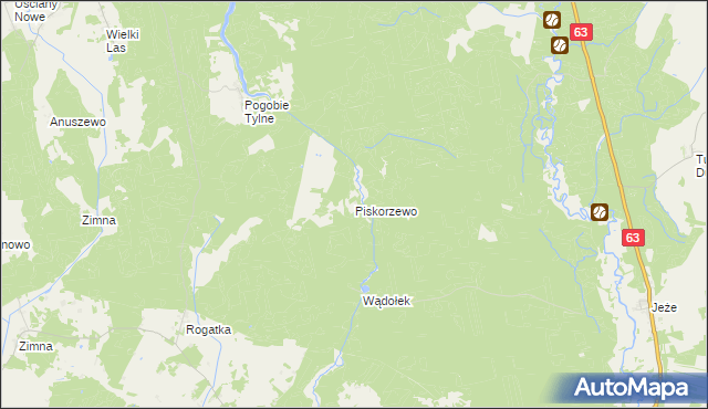 mapa Piskorzewo, Piskorzewo na mapie Targeo