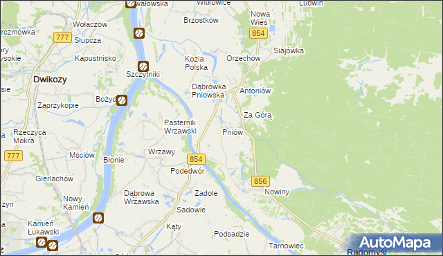 mapa Pniów gmina Radomyśl nad Sanem, Pniów gmina Radomyśl nad Sanem na mapie Targeo