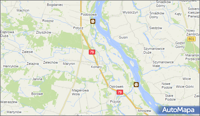 mapa Podgórzyce gmina Warka, Podgórzyce gmina Warka na mapie Targeo