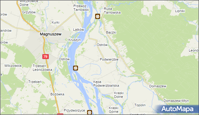 mapa Podwierzbie gmina Maciejowice, Podwierzbie gmina Maciejowice na mapie Targeo