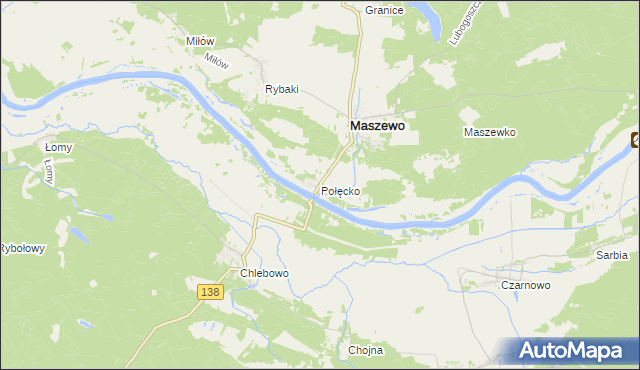 mapa Połęcko gmina Maszewo, Połęcko gmina Maszewo na mapie Targeo