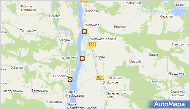 mapa Popów gmina Annopol, Popów gmina Annopol na mapie Targeo