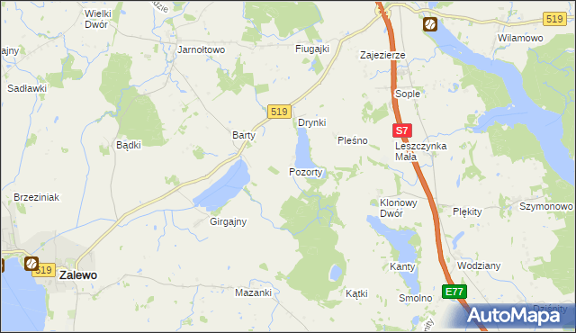 mapa Pozorty, Pozorty na mapie Targeo