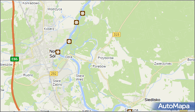 mapa Przyborów gmina Nowa Sól, Przyborów gmina Nowa Sól na mapie Targeo