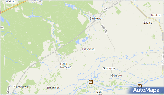 mapa Przysieka gmina Zwierzyn, Przysieka gmina Zwierzyn na mapie Targeo