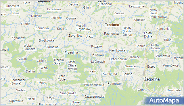 mapa Rdzawa, Rdzawa na mapie Targeo