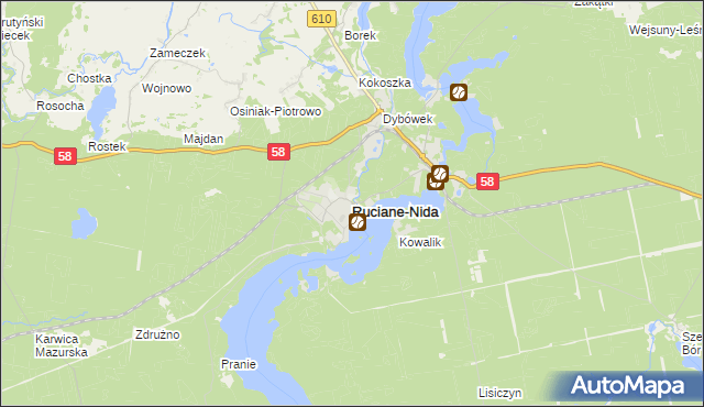 mapa Ruciane-Nida, Ruciane-Nida na mapie Targeo