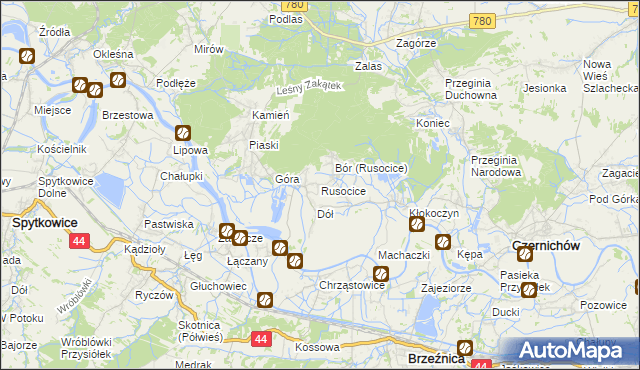 mapa Rusocice gmina Czernichów, Rusocice gmina Czernichów na mapie Targeo