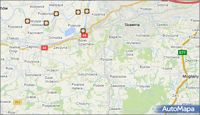 mapa Rzozów, Rzozów na mapie Targeo