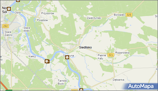 mapa Siedlisko powiat nowosolski, Siedlisko powiat nowosolski na mapie Targeo