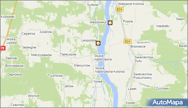 mapa Słupia Nadbrzeżna, Słupia Nadbrzeżna na mapie Targeo