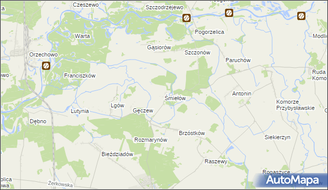 mapa Śmiełów, Śmiełów na mapie Targeo