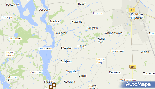 mapa Sokoły gmina Piotrków Kujawski, Sokoły gmina Piotrków Kujawski na mapie Targeo