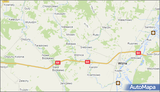 mapa Srebrowo, Srebrowo na mapie Targeo