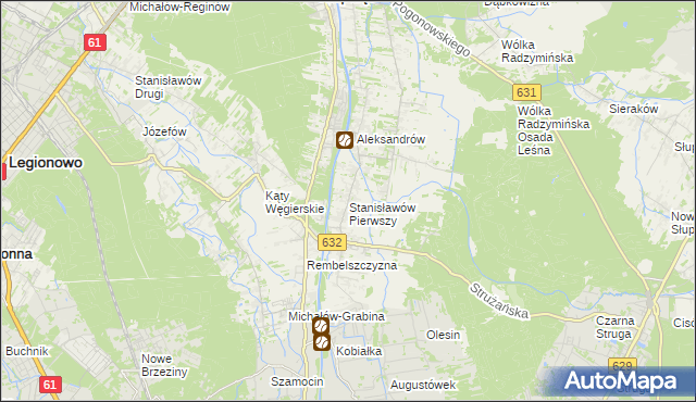 mapa Stanisławów Pierwszy gmina Nieporęt, Stanisławów Pierwszy gmina Nieporęt na mapie Targeo