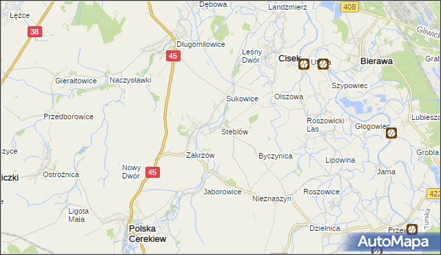 mapa Steblów gmina Cisek, Steblów gmina Cisek na mapie Targeo