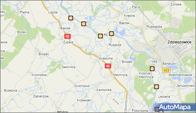 mapa Stradunia, Stradunia na mapie Targeo