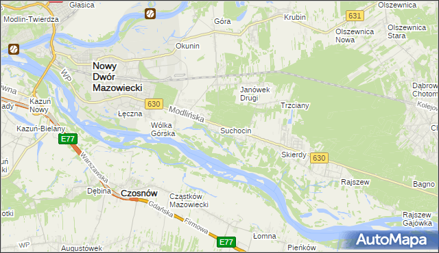 mapa Suchocin gmina Jabłonna, Suchocin gmina Jabłonna na mapie Targeo