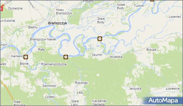 mapa Szumin gmina Łochów, Szumin gmina Łochów na mapie Targeo