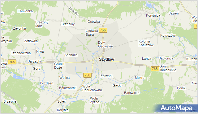 mapa Szydłów powiat staszowski, Szydłów powiat staszowski na mapie Targeo