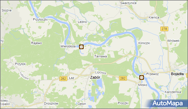 mapa Tarnawa gmina Zabór, Tarnawa gmina Zabór na mapie Targeo