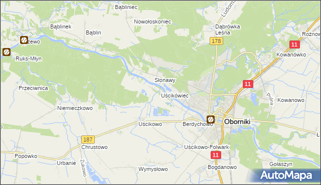mapa Uścikówiec, Uścikówiec na mapie Targeo