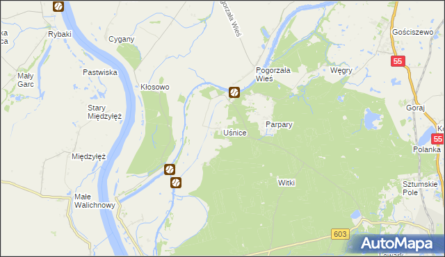 mapa Uśnice, Uśnice na mapie Targeo