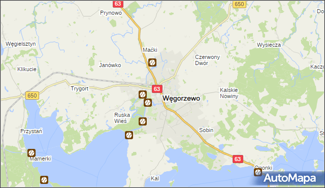 mapa Węgorzewo, Węgorzewo na mapie Targeo